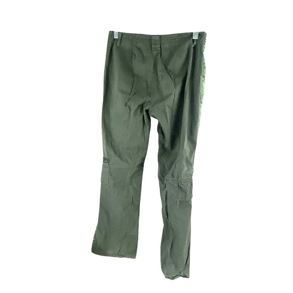 Zana Di Women's Army Green Cargo Pants Sz 14 Striped Legs Pockets Zipper Y2K Rav - Picture 3 of 9